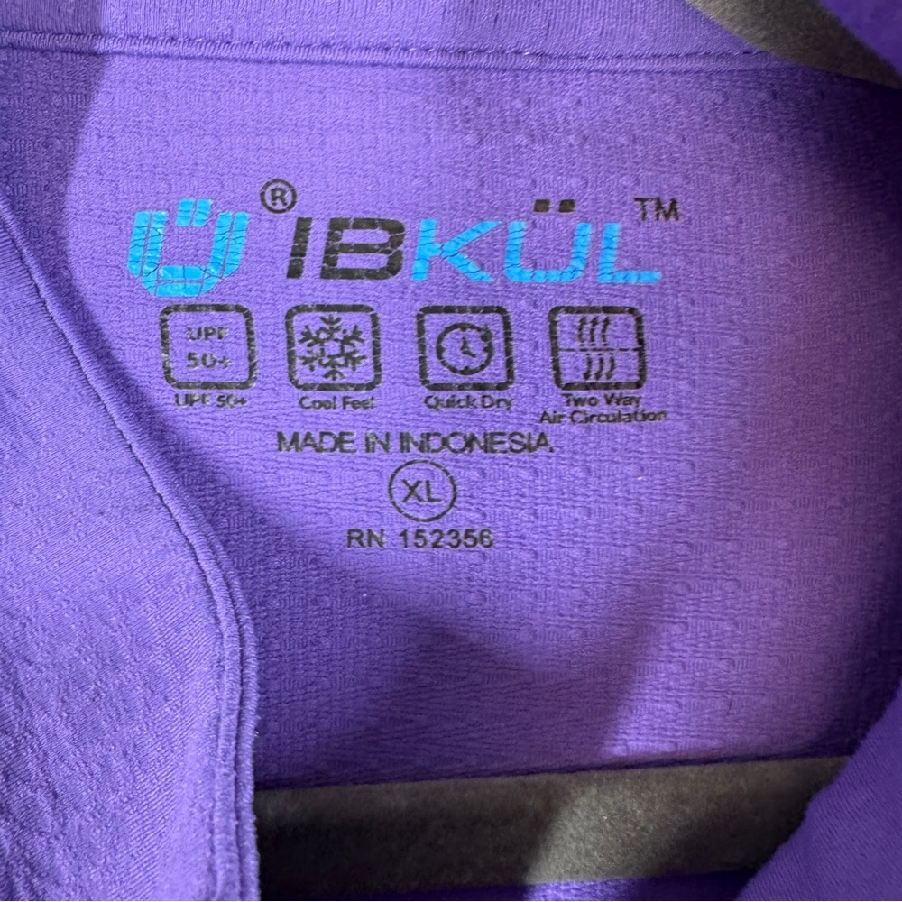 IBKUL Purple Quarter Zip Pullover XL UPF 50+ Golf Athletic Pickleball Top - Picture 4 of 16